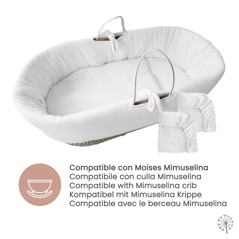 2 Pack Moses Basket or Pram Fitted Sheets Adjustable Muslin