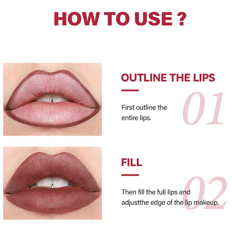 Matte Red Lip Liner Highly Pigmented Waterproof Lipliner Pencil Lasts