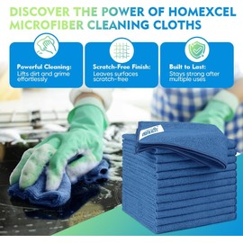 HOMEXCEL Lake Green Microfiber Cleaning Cloth 12 Pack 12.5 x 12.5 inch Microfiber Towels for Cars Ultra Absorbent Car Washing Cloth Lint Free Streak Free