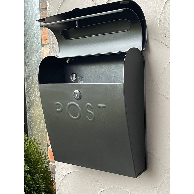 NACH Locking Black Wall Mount Mailbox, Durable Euro Black Mailboxes