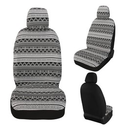 PONYJOYUP Baja Saddle Blanket Car Seat Covers 9PCS Full Set, Breathable and Washable Striped Woven Automotive Vehicle Seat Cover, Universal Boho Seat Cover for Sedan, SUV, Truck, Airbag Compatible