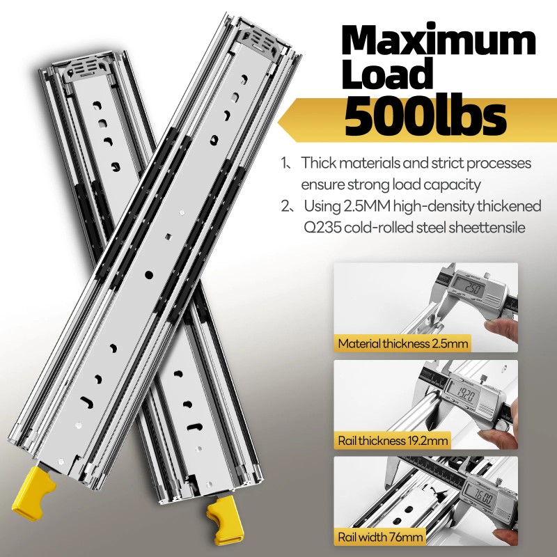 AOLISHENG 76mm Heavy Duty Industrial Locking Drawer Slides for RV