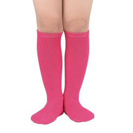 Kids Child Soccer Socks Knee High Tube Socks Toddler Girls Uniform Socks Cotton Sport Stocking for Boys 1 Pair Solid Rose One Size