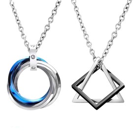 Kesaeki Men's Necklace, Tungsten, Stainless Steel, Hypoallergenic, For Sensitive Skin, Water Resistant, Gift, Stainless Steel, Created Diamond