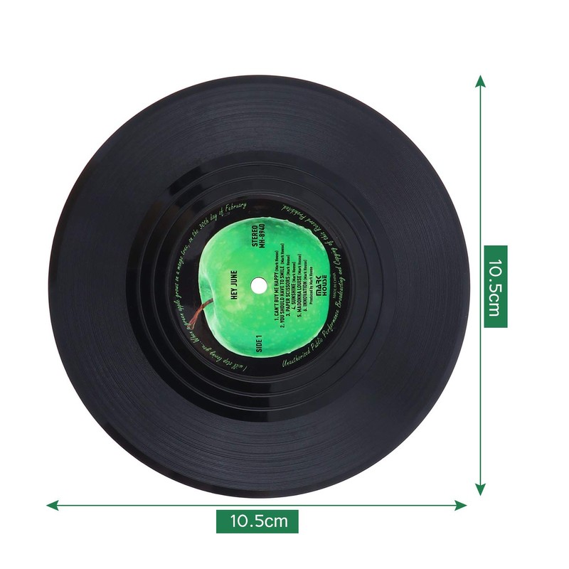 BEEK 5UMI 6PCS Retro Vinyl Record Coasters with Holder Cup