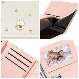 MOMOJULI Cute Tri-Folded Wallet Flowers PU Leather Aesthetic Wallet Fashion Purse with Cash Pocket Card Slot Holder ID Window for Teenage Ladies Women