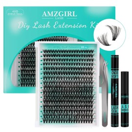 Lash Clusters Kit 320Pcs,40D Eyelash Extension Kit,Lash Bond and Seal Waterproof,Lash Remover for Individual Cluster Lashes Kit,Lash Applicator Tool for DIY Lash Extension Kit(D-Mix9-16mm Kit)