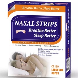 30 Tiras Nasales Grandes.Tiras nasales de calidad profesional. Ayuda con los ronquidos. Alivian al instante la congestión nasal. Suave con la piel y alta calidad. (GRANDE)