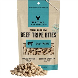 Vital Essentials Vital Essentials Freeze Dried Raw Whole Animal Dog Treats, Beef Tripe Bites, 2.3 oz | Premium Quality High Protein Training Treats | Grain Free, Gluten Free, Filler Free