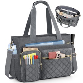 SDYSM Teacher Tote Bag 15.6 inch Laptop Bag Work Bags for Women Nurse Tote Professional Computer Messenger Shoulder Bags Laptop Briefcase for Office, College, Nursing, Grey