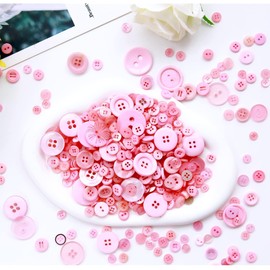 Greentime 350Pcs Buttons for Crafts Assorted Size for Valentines Day Sewing DIY Crafts Decoration Wedding Gift-Pink