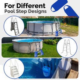 Goovilla Pool Ladder Weights Universal | 2 Pack 20L 500D PVC Waterproof Tear-Resistance Sand Bags for Above Ground Pools Steps | Easy to Fill and Seal with Strong Handle and 4 Straps (Dark Blue)