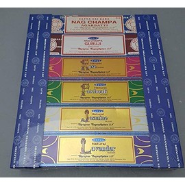 Satya Nag Champa Pack of 12 Variety Nag Champa, Super Hit, Guruji, Om, Palo Santo, Jasmine, Patchouli, Rose, Lavender, Sandal, Mantram, Aastha.