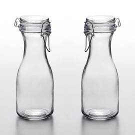 All-Purpose Reusable 17 oz. Glass Carafes + Swing Top Lids, Set of 2 by Cucina Chef