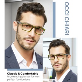 OCCI CHIARI Anti Blue Light Reading Glasses for Men Fashion 0 1.0 1.25 1.5 2 2.25 2.5 3 3.5 4.0 5.0 6.0 (Green Demi, 2.75)