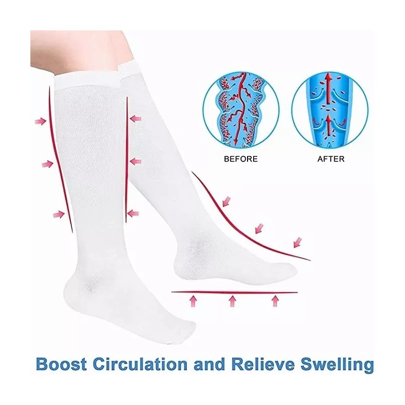 3pares Medias Calcetas De Compresión Circulation Venosa