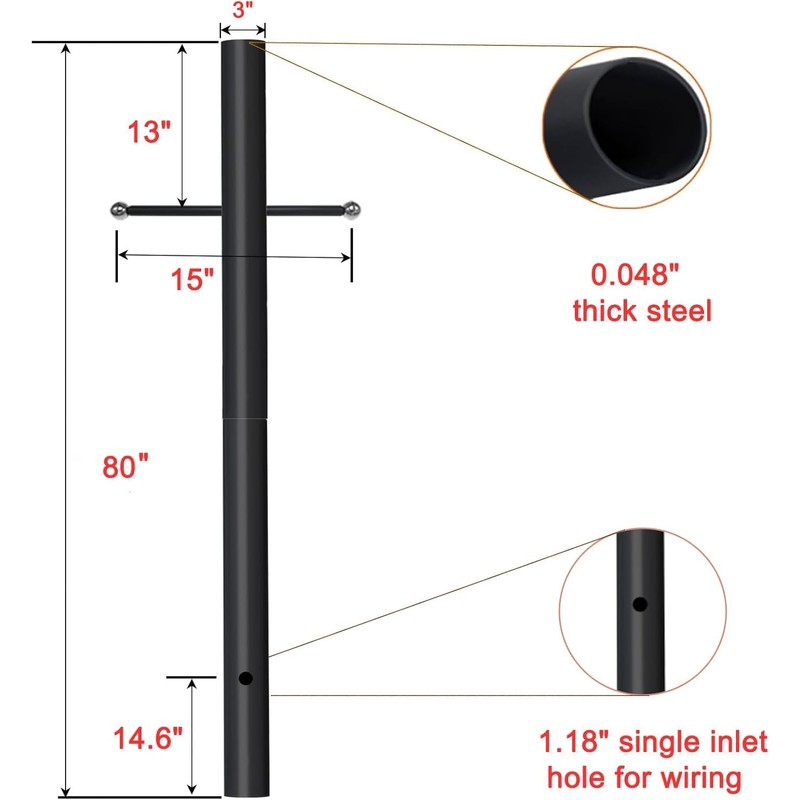 Cast Iron Light Post 80 Inch Height - 3 Inch