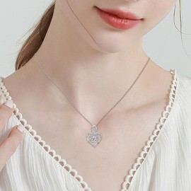 Elensan Charms Sterling Silver Pendant Necklace for Women Cubic Zirconia Love Heart with Infinity Hypoallergenic Jewelry Fashion Birthday Gift for Women