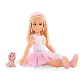 Corolle Girls Valentine Ballerina Set, Dressing Doll with Dog, Crown, Earrings, Extra Ice Skates, Vanilla Fragrance, 28 cm, from 4 Years