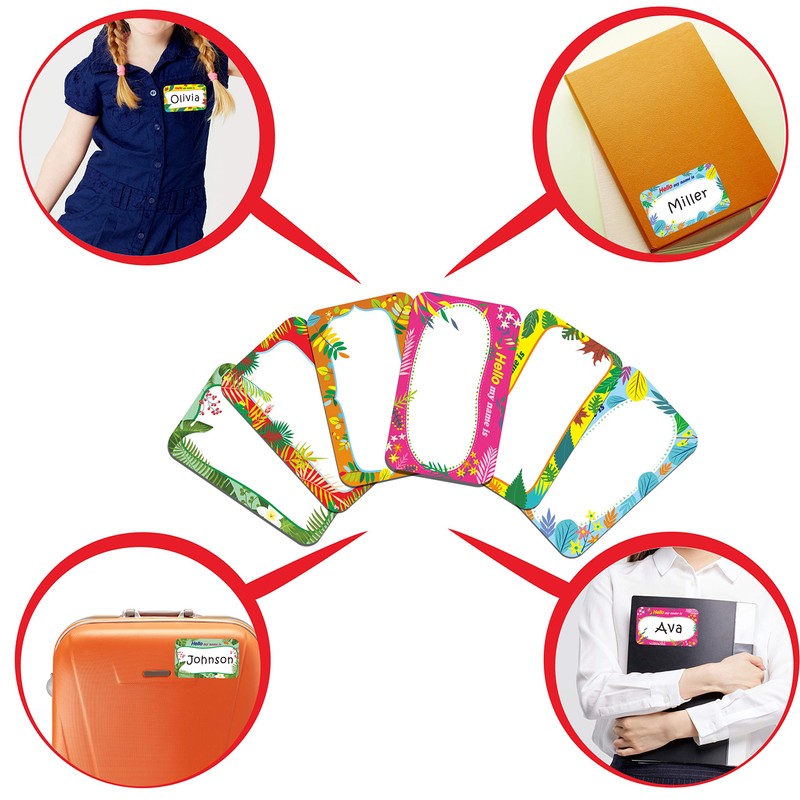 300 Pcs Name Tag Label Sticker in 6 Designs with