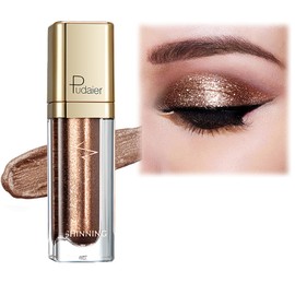 Metallic Liquid Glitter Eyeshadow - Long Lasting Waterproof Matte Shimmer - Highly Pigmented Sparkly Eye Shadow - Easy to Blend - with Eyeliner Pen - Mocha Gold Glow(10#)