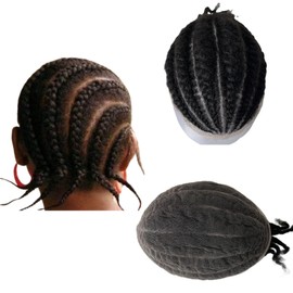 Mprosthesis Afro Toupee for Black Braids - Curly Wave 8X10 Lace Base African American Mens Toupee - Real Human Hair Piece Mens Wig Hair System (Corncows)