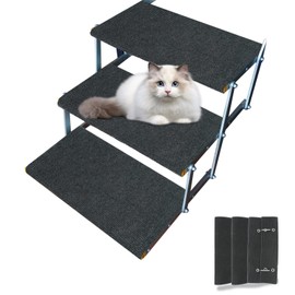 RV Steps Covers Rugs 3 Pack, 18 Inch Wide RV Camper Step Stair Covers, Camper Stair Rugs Radius Carpet with Spring Hooks, Grey