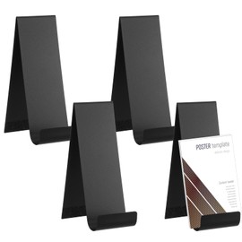 AOZUO 4 Pcs Metal Brochure Holder Display, Black Table Stand Sign Holder, Flyer Display Stand for Magazine, Pamphlet, Booklets, Menu, Journals, Business Card