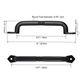 Sliding Barn Door Handle Pull Black Heavy Duty Cast Iron Hardware for Wooden Garden Gate Shed Cabinet Door