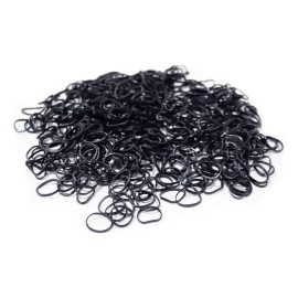 Paquete 500 Ligas Elasticas Gomas Para Cabello Niñas Negras Color Negro Liso