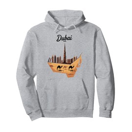 Dubai UAE Burj Khalifa Camel Souvenir Poster Art Pullover Hoodie