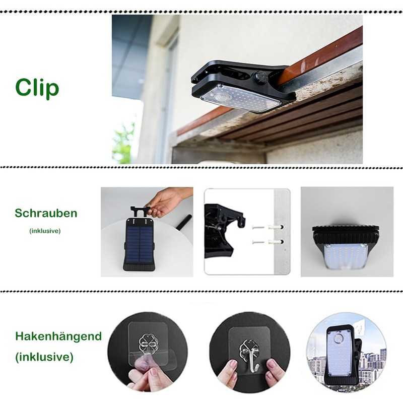 Hqynss Motion Sensor Solar Clip Lamp | Waterproof, Energy-Efficient Outdoor