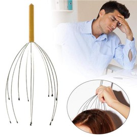 AnHua 2 Pcs Antistress Head Massager Relaxing Relieving Present Treatment Stress Scalp Octopus Head Massager Relaxer Hair Claw (Gold)