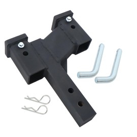 labwork Trailer Dual Hitch Extension 2in Receiver Adjustable 2in and 6in Riser or Drop 2in Solid Shank 10000lbs Capacity with Pin Clip Matte Black Powder Coated