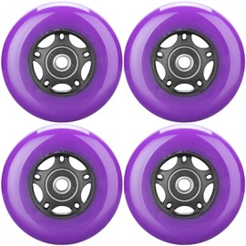 WHEELCOME Inline Skate Wheels with Bearings ABEC-9 and Floating Spacers for Blades Roller Hockey Skates, 85A Indoor & Outdoor, 64mm/70mm/72mm/76mm/80mm Dia, 4-Pack (Purple, 76mm)