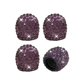Lyxheth 4PCS Bling Crystal Diamond Tire Stem Valve Caps, Tire Valve Stem Covers, Dustproof Car Wheel Tire Valve Caps, Universal Handmade Crystal Rhinestone Car Accessories for Vehicles (Purple)