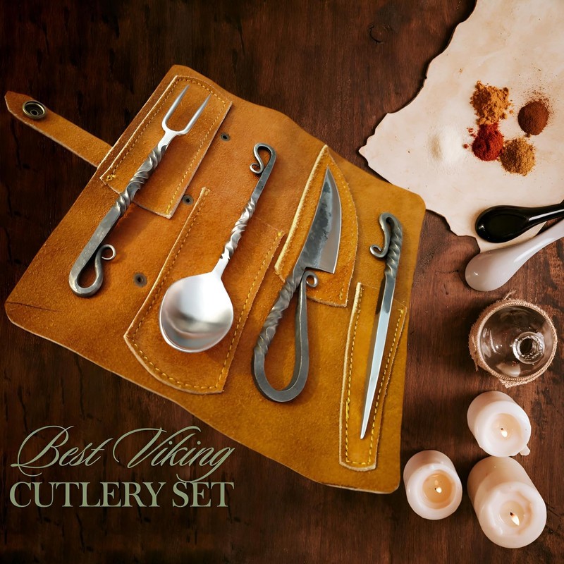 Hand Forged Viking Cutlery Set Knife Knives Black Silverware Set
