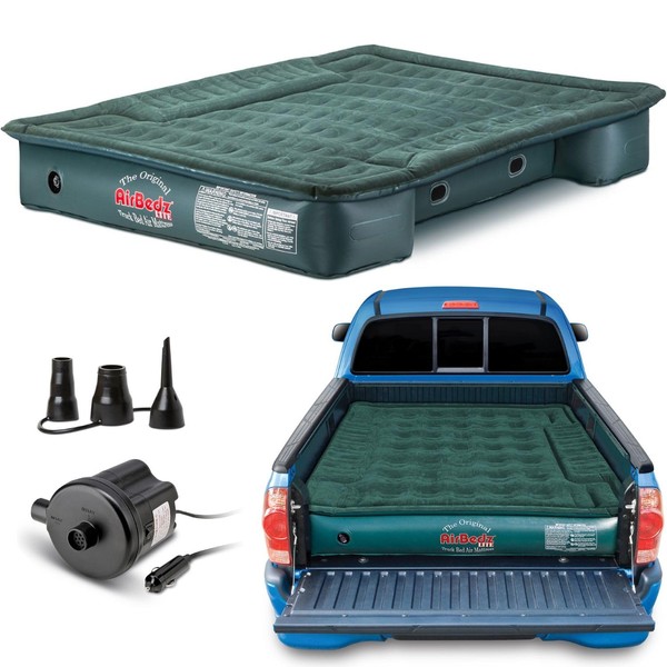 Pittman Outdoors AirBedz Lite PPI PV202C Full Size, Short 6'-6.5' Truck Bed Air Mattress with DC Corded Pump (76"x63"x12" Inflated),Green,Full Size Beds