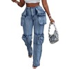 Vaceky Trendy Cargo Jeans Women High Waist Stretch Straight Leg