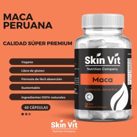 Maca Peruana Vit & Skin De 60 Cápsulas - Súper Premium Sabor Sin sabor