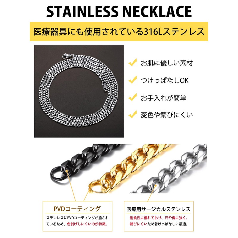 ChainsHouse Kihei Chain Necklace for Men, Silver, Surgical Stainless, Hypoallergenic,