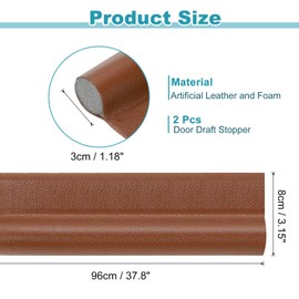 uxcell 2Pcs 37" Door Draft Stopper, Under Door Draft Blocker, Adhesive Soundproof Door Bottom Seal, Weather Stripping Door Sweep for Bottom of Doors, Brown
