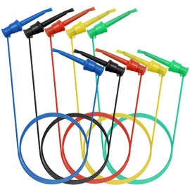 Sumnacon 5 clips de gancho de prueba eléctrica multímetro de doble cable de prueba – 5 colores de silicona a cables de prueba flexibles para conexión electrónica, componente, prueba