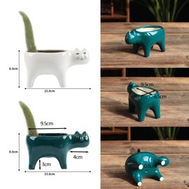 Xfeyaqlo Succulent Pots, Mini Flower Pot Cat, Small Flower Pots Ceramic, Home Garden or Office Decoration, Pack of 2