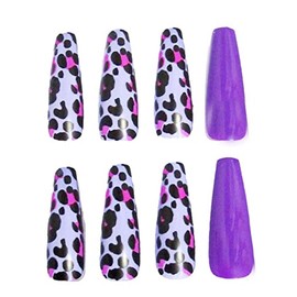 Extra Long Press On Nails - Long Fake Nails with Design (Purple)