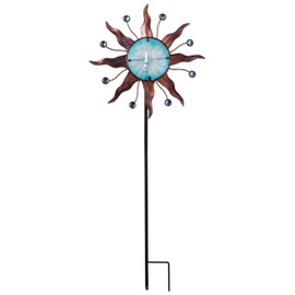 Sunset Vista Designs Vintage Copper Sun with Face Spinner Garden Stake, 38"
