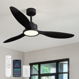 MOOONICHE 52" Black Ceiling Fan with Light and Remote, Dimmable Downrod Mount Modern Fan Light, 6-Speed Wind Chandelier Fan with 3 Blades, Smart Timer Fandelier Ceiling Fans for Bedroom Living Room