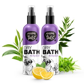 Wagging Tails 6-in-1 Waterless Dry Bath Shampoo for Cats & Dogs, 6.76 fl oz Pack of 2 | Waterless Deep Cleaning Pet Spray | Easy to Use | Neutralizes Odors | Moisturizes & Nourishes Coat, Hair & Skin