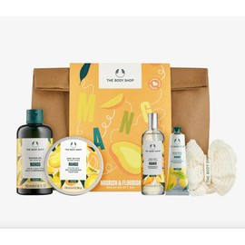 The Body Shop Mango Geschenkset – veganes Pflegeset mit Duschgel 250ml, Körperbutter, Körperspray, Handcreme & Luffaschwamm – tropischer Duft – Geschenk für Frauen
