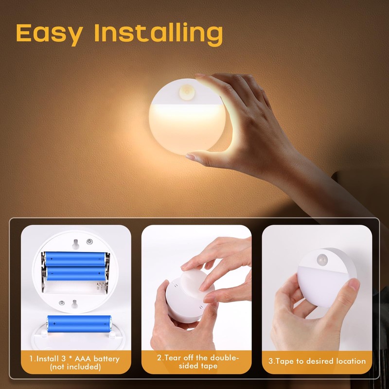 Guankai 8 Pack Motion Sensor Stair Light for Indoor, Battery
